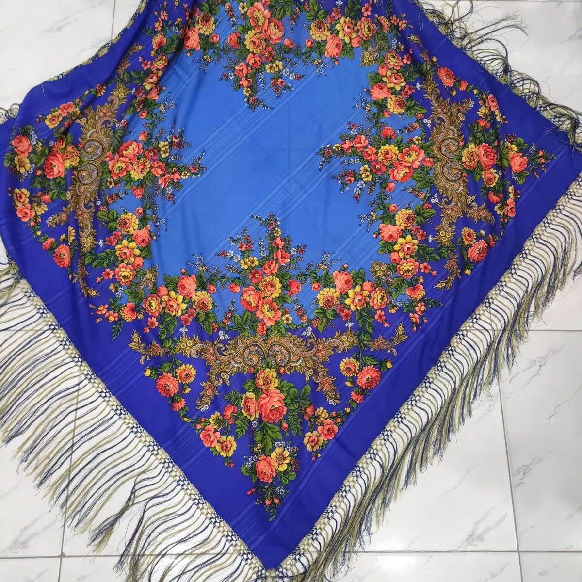 روسری ترکمنی پشمی اصیل پاولوا پوزاد کد R100185 قواره 148x148 روسیه