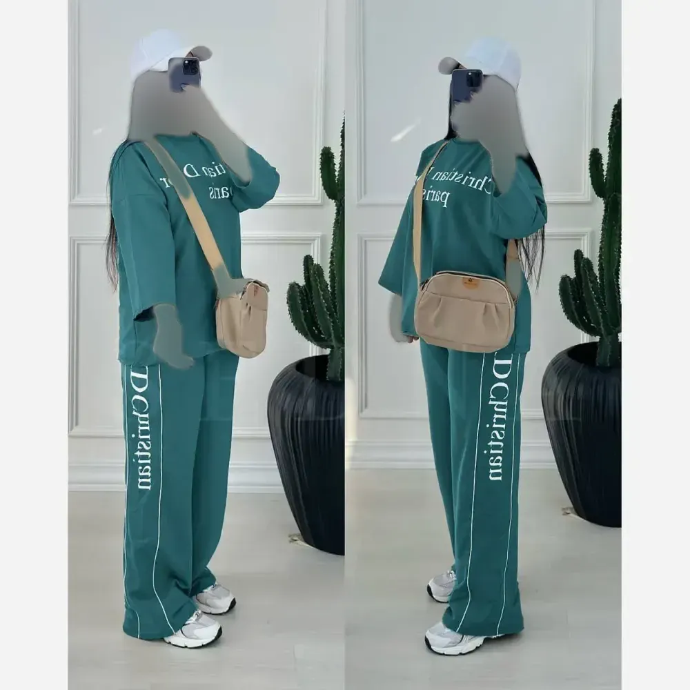 ست تیشرت و شلوار زنانه ساحره جنس پنبه گلکسی فری سایز 36 تا 46