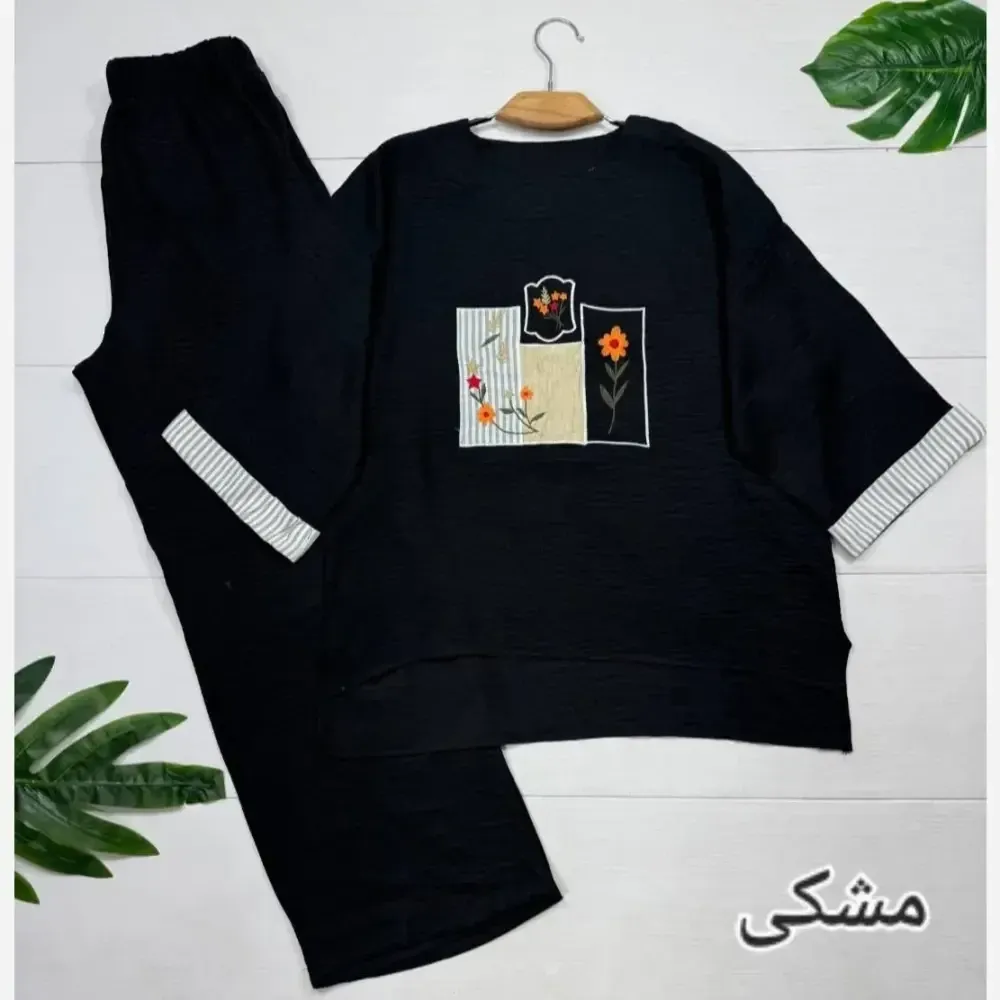 ست تونیک و شلوار زنانه مدل میشکا جنس شانتون فری سایز 38 تا 46