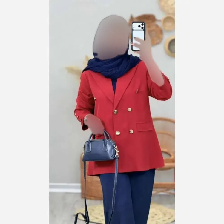 کت زنانه مازراتی مدل گیتی رنگ قرمز فری سایز مناسب سایز 38 تا 48
