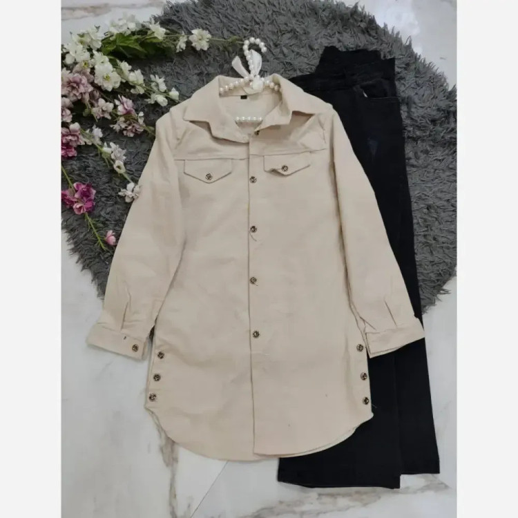 شومیز زنانه مدل پردیس جنس کتان کجرا بنگال رنگ نسکافه ای تیره فری سایز 36 تا 46