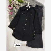 شومیز زنانه مدل پردیس جنس کتان کجرا بنگال رنگ نسکافه ای تیره فری سایز 36 تا 46
