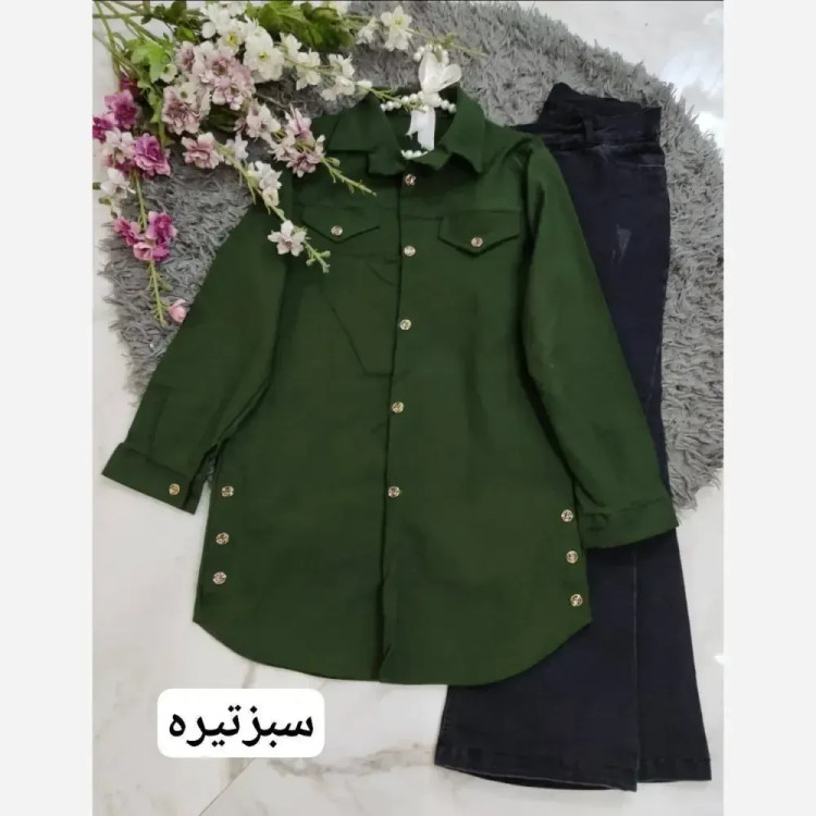 شومیز زنانه مدل پردیس جنس کتان کجرا بنگال رنگ نسکافه ای تیره فری سایز 36 تا 46