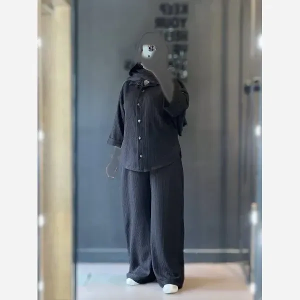 ست شومیز و شلوار زنانه مدل طراوت جنس مراکشی نگین کاری شده فری سایز 38 تا 48
