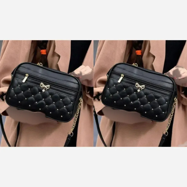 کیف زنانه گوچی مدل پرچی چرمی مشکی سایز 17 در 22 سانتیمتر