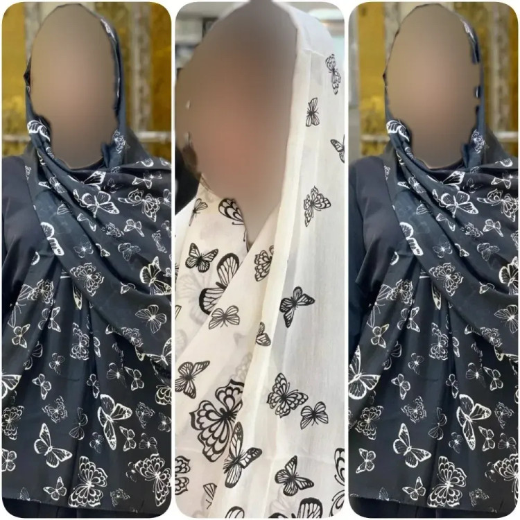 شال نخی طرح پروانهای ابعاد 65 در 190 سانتیمتر