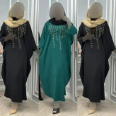 عبا نگین ریسه ای زنانه جنس الیزه درجه یک فری سایز قد 135