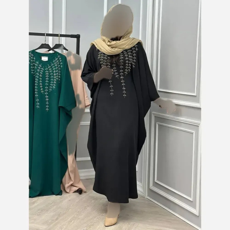 عبا نگین ریسه ای زنانه جنس الیزه درجه یک فری سایز قد 135
