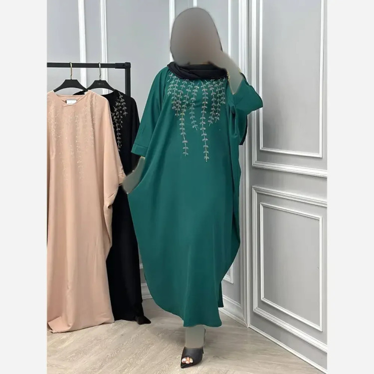 عبا نگین ریسه ای زنانه جنس الیزه درجه یک فری سایز قد 135