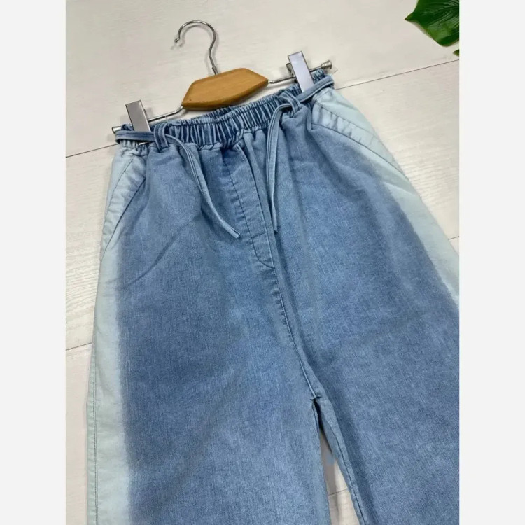 شلوار فول بگ جین سنگشور شده مردانه و زنانه در رنگبندی مشکی و آبی سایز XL تا 3XL