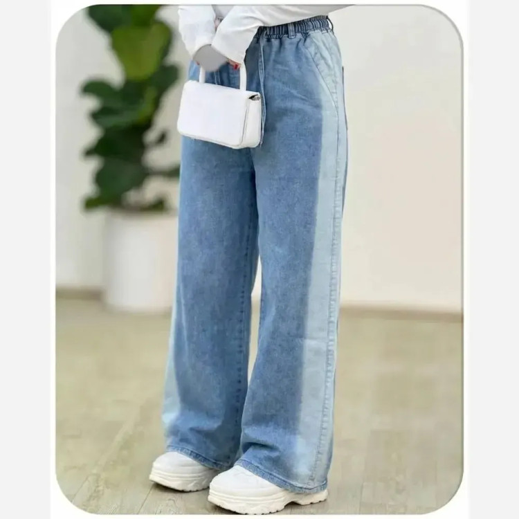 شلوار فول بگ جین سنگشور شده مردانه و زنانه در رنگبندی مشکی و آبی سایز XL تا 3XL