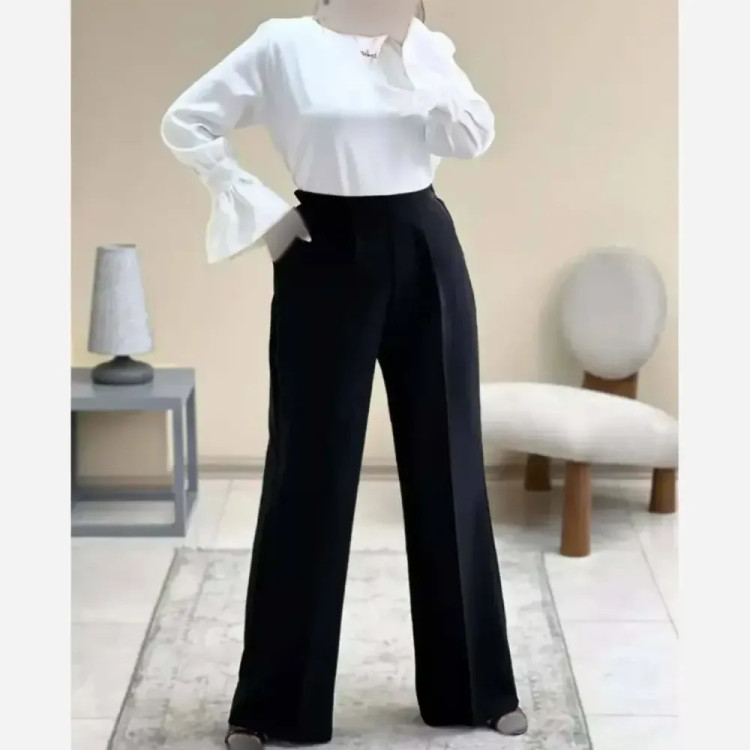 شلوار بگ زنانه پارچه مازراتی 330 گرم اعلا قد 105 سایز 38 تا 52