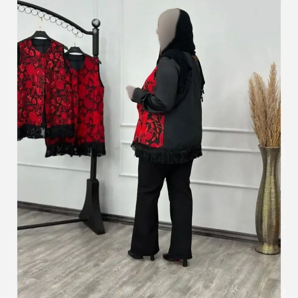 جلیقه تک زنانه مدل پژواک جنس تافته و پرشین فری سایز 38 تا 46 با کمربند