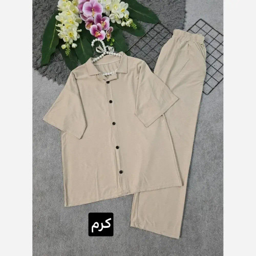 ست بلوز و شلوار زنانه مدل کاوه جنس بیسکویتی فری سایز 36 تا 46