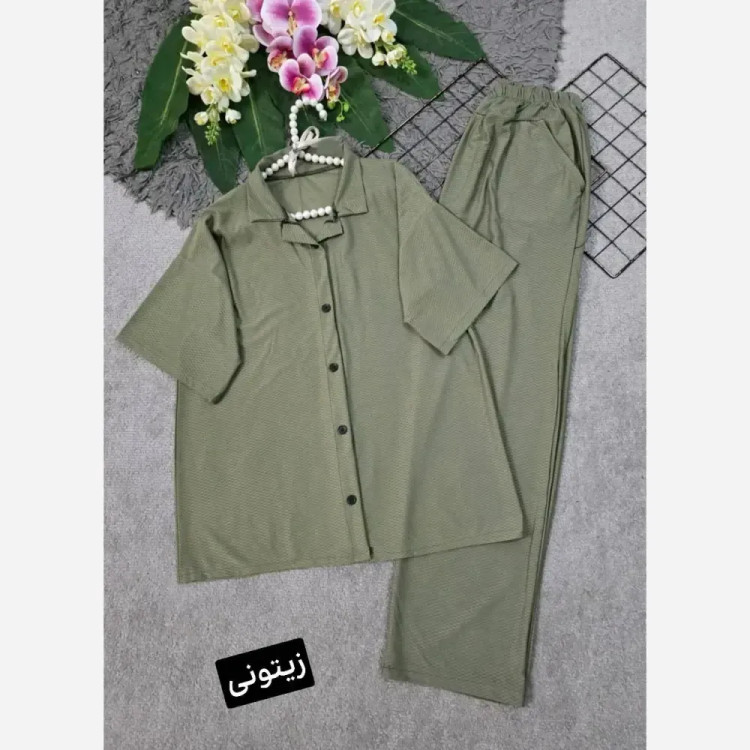 ست بلوز و شلوار زنانه مدل کاوه جنس بیسکویتی فری سایز 36 تا 46