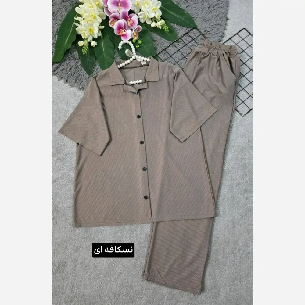 ست بلوز و شلوار زنانه مدل کاوه جنس بیسکویتی فری سایز 36 تا 46