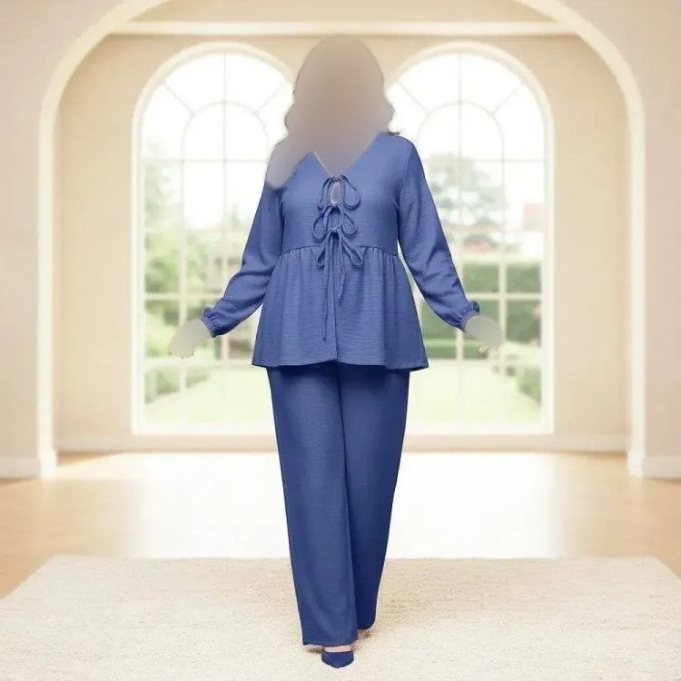 ست مانتو و شلوار زنانه مدل خاطره جنس شانتون فری سایز تا 46