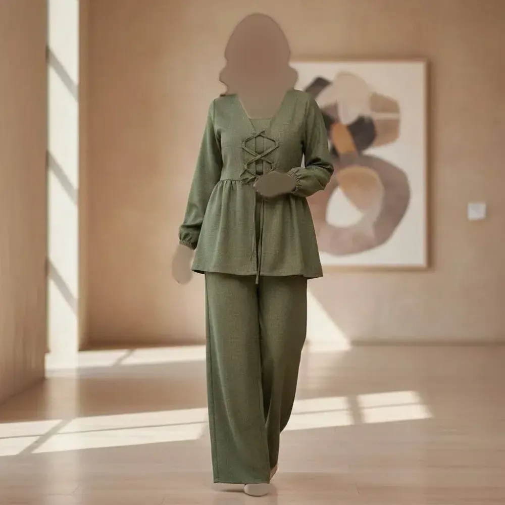 ست مانتو و شلوار زنانه مدل خاطره جنس شانتون فری سایز تا 46