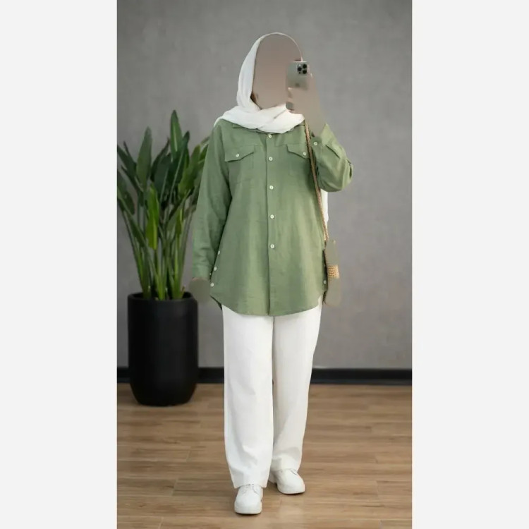 شومیز زنانه مدل تک بغل دکمه جنس شانتون فری سایز تا 46