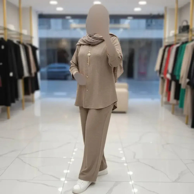 ست مانتو شلوار زنانه جنس مراکشی مدل بسکوییتی فری سایز