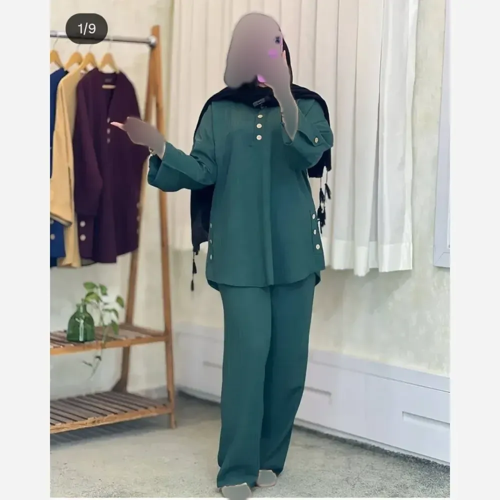 ست شومیز و شلوار زنانه مدل ساناز جنس ایوا فری سایز تا 48