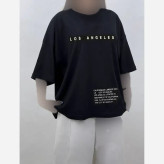تیشرت باکسی زنانه طرح LOS ANGELES جنس سوپر پنبه فری سایز