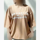 تیشرت باکسی زنانه طرح BROOKLYN جنس سوپر پنبه فری سایز