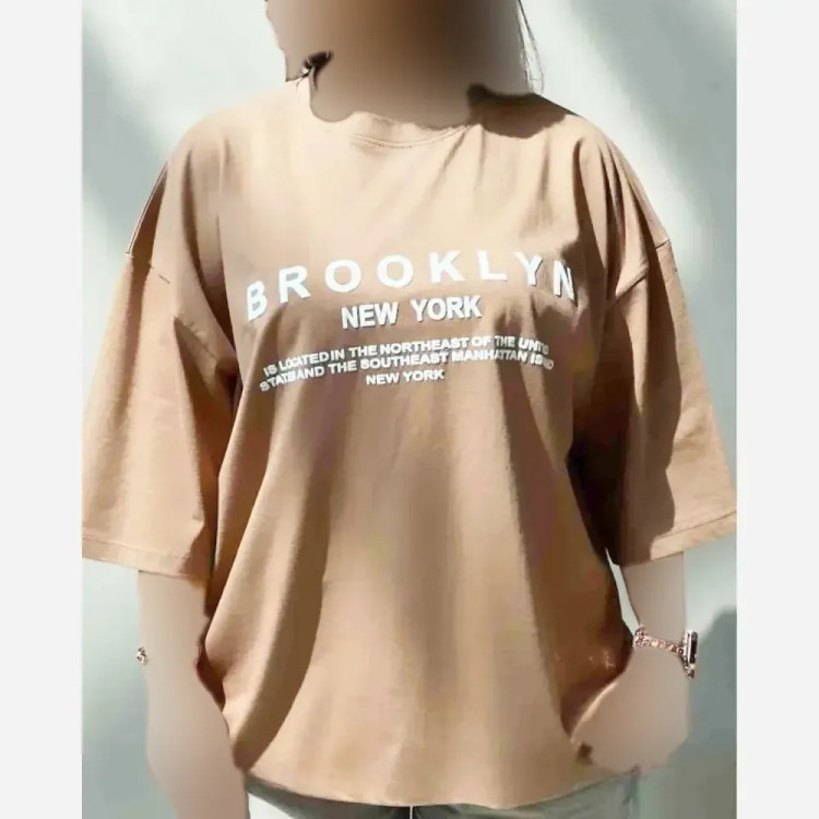 تیشرت باکسی زنانه طرح BROOKLYN جنس سوپر پنبه فری سایز