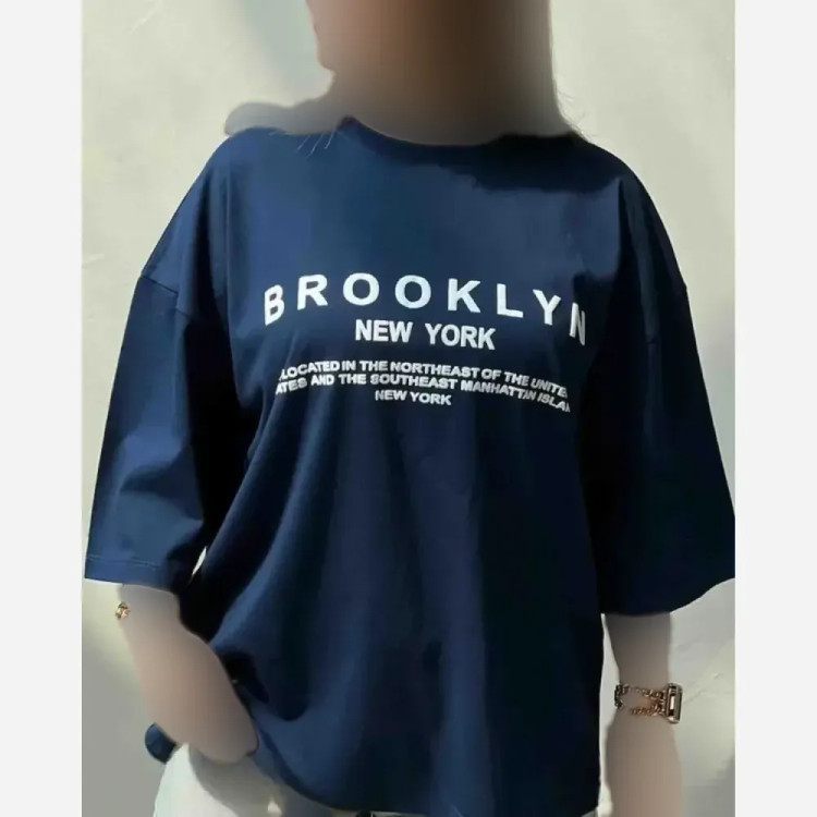 تیشرت باکسی زنانه طرح BROOKLYN جنس سوپر پنبه فری سایز