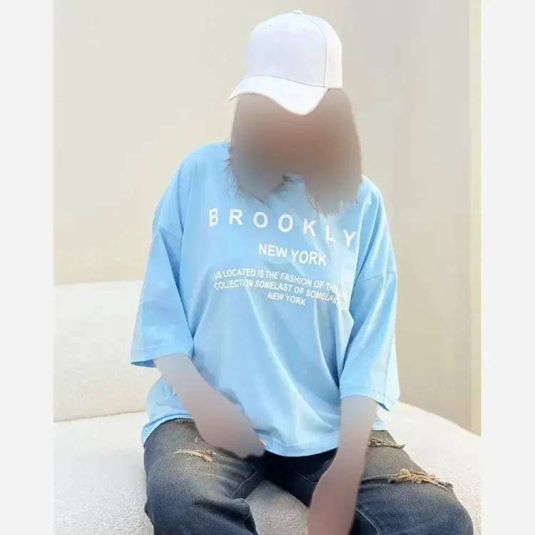 تیشرت باکسی زنانه طرح BROOKLYN جنس سوپر پنبه فری سایز