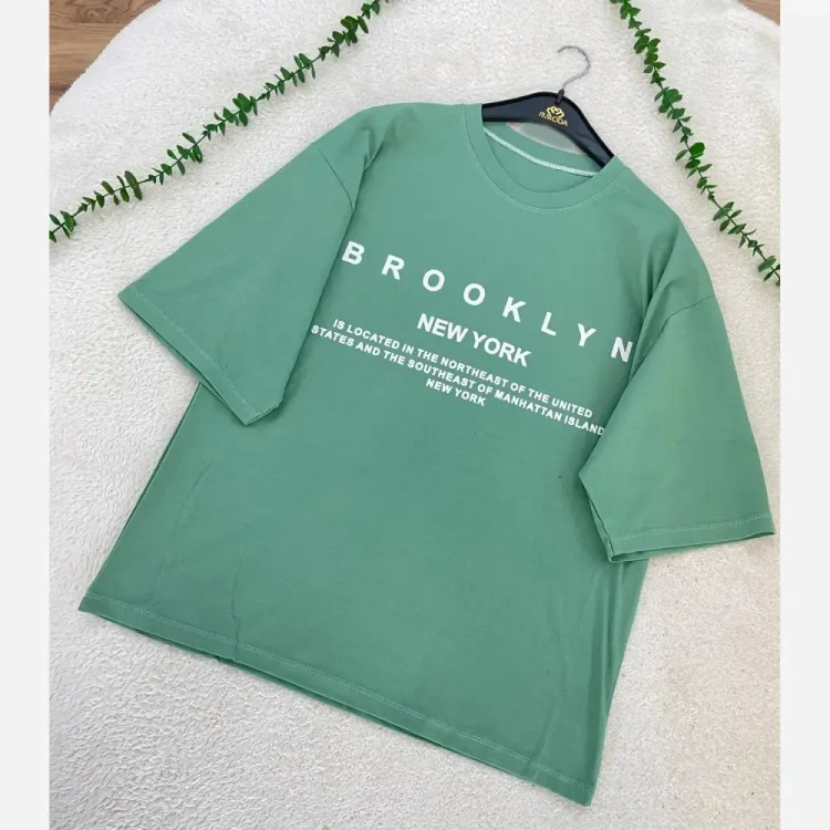 تیشرت باکسی زنانه طرح BROOKLYN جنس سوپر پنبه فری سایز
