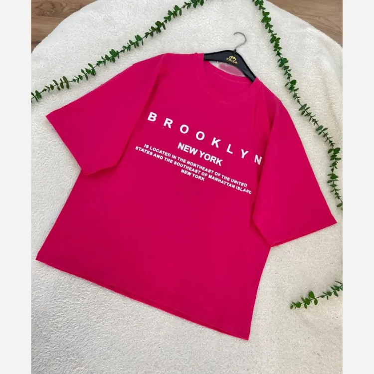 تیشرت باکسی زنانه طرح BROOKLYN جنس سوپر پنبه فری سایز