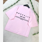 تیشرت باکسی زنانه طرح BROOKLYN جنس سوپر پنبه فری سایز