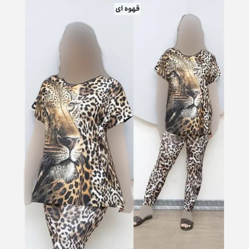 ست تونیک و شلوار زنانه سابلی جنس ویسکوز الیزه فول کش نگیندار سایز بزرگ فری سایز 36 تا 52