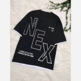 تیشرت لش NEX مشکی با جنس نخ پنبه باکیفیت و سایز فری تا 48