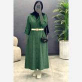 کفتان زنانه مدل یاسمن جنس شانتون فری سایز 38 تا 46 با کمربند کنفی