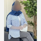 شومیز نخی راه راه مدل جیب صلیبی فری سایز 36 تا 46