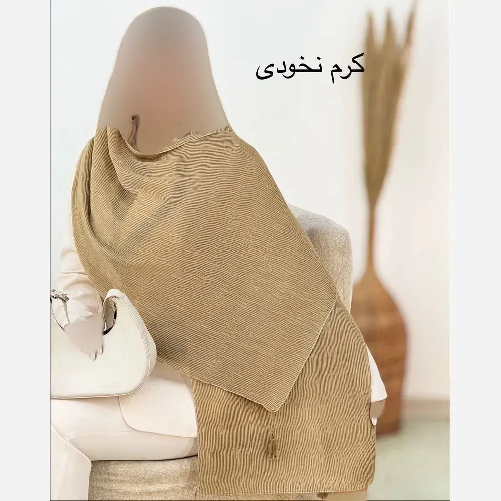 شال پلیسه لمه دوزی زنانه ابعاد 75 در 175 سانتی متر