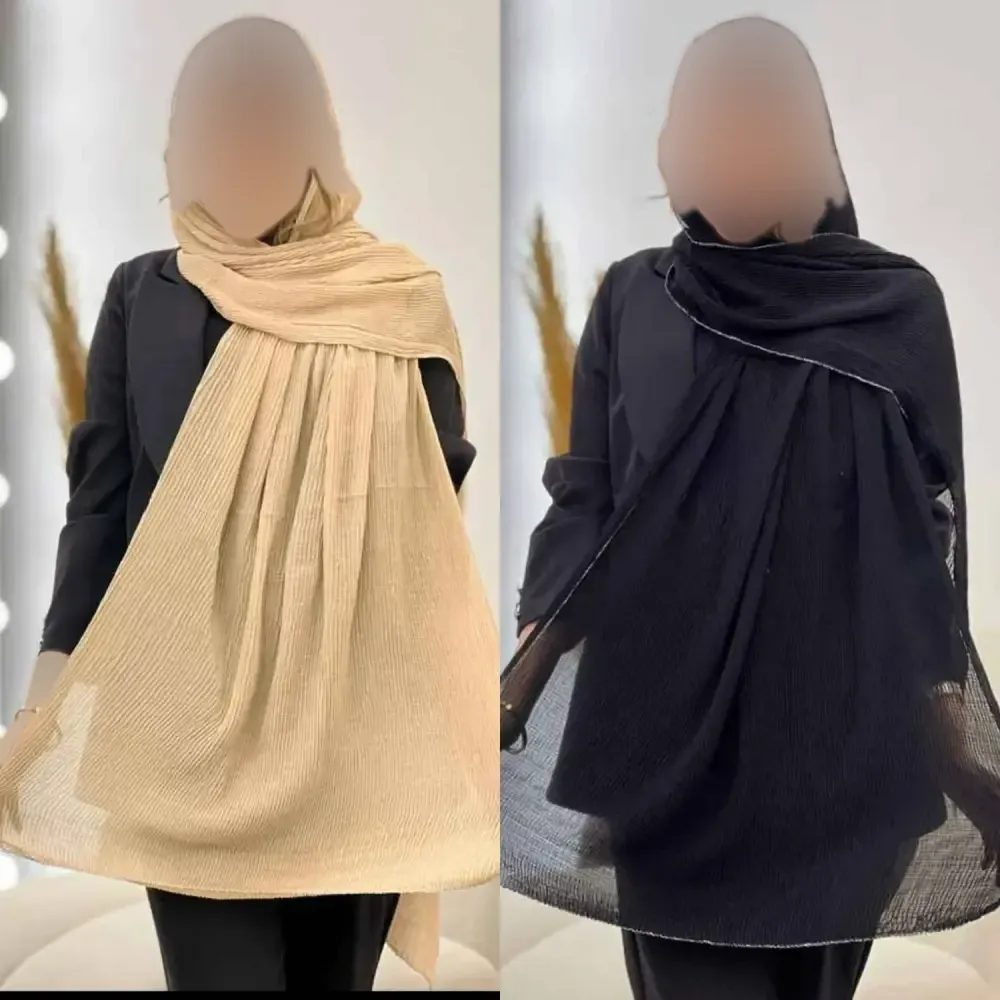 شال پلیسه لمه دوزی زنانه ابعاد 75 در 175 سانتی متر