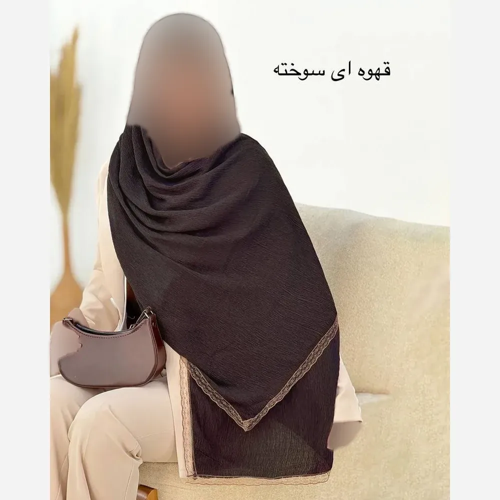 شال پلیسه لبه توری مجلسی قواره بزرگ ابعاد 180 در 75 سانتی متر