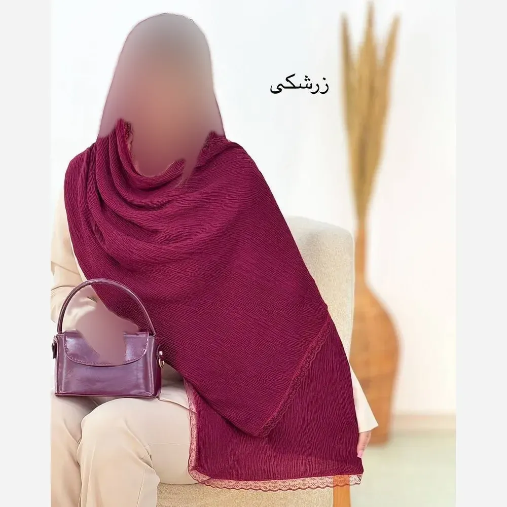 شال پلیسه لبه توری مجلسی قواره بزرگ ابعاد 180 در 75 سانتی متر