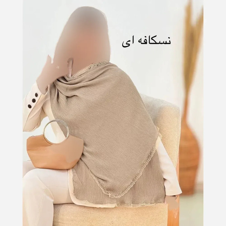 شال پلیسه لبه توری مجلسی قواره بزرگ ابعاد 180 در 75 سانتی متر