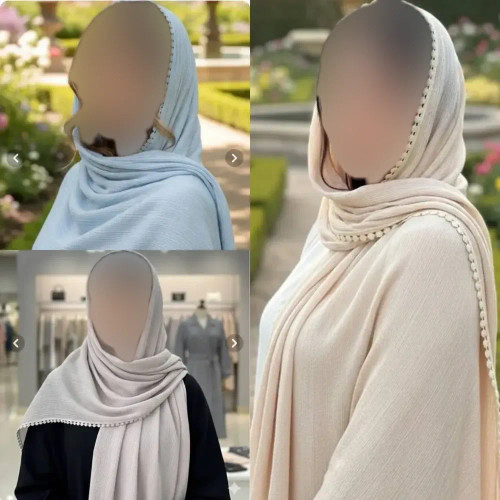 شال پلیسه لبه عدسی زنانه ابعاد 175 در 75 سانتی متر