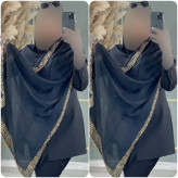 شال حاشیه پلنگی مشکی جنس پلیسه ریز مجلسی ابعاد 180 در 75 سانتیمتر