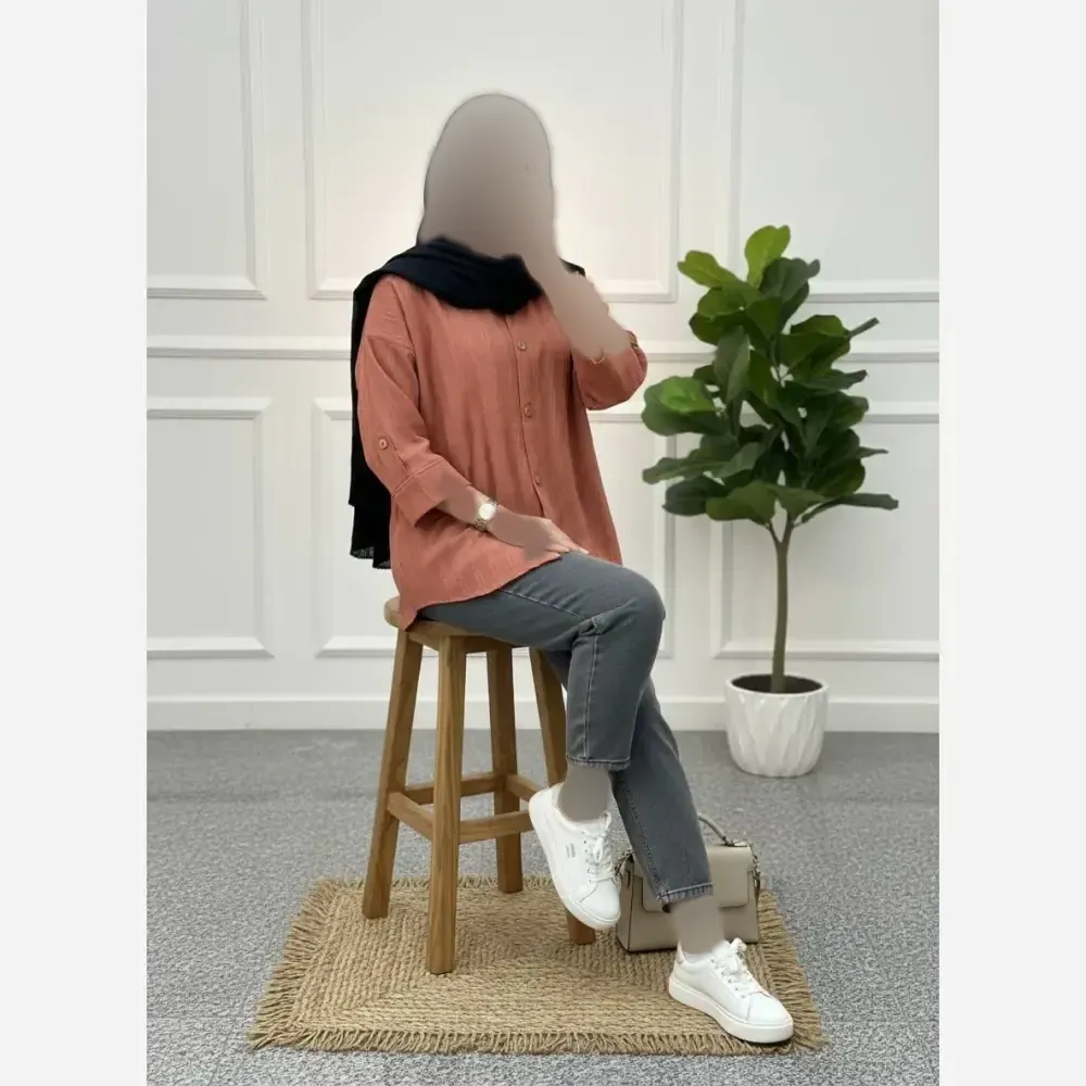 شومیز زنانه طرح زنجیری جنس آیوا فری سایز 38 تا 46