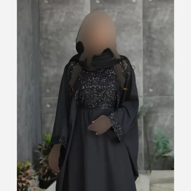 عبا مجلسی زنانه مدل شاهکار جنس بوگاتی رنگ مشکی فری سایز 38 تا 50