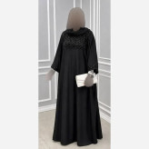 عبا مجلسی زنانه مدل شاهکار جنس بوگاتی رنگ مشکی فری سایز 38 تا 50