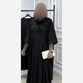 عبا مجلسی زنانه مدل شاهکار جنس بوگاتی رنگ مشکی فری سایز 38 تا 50