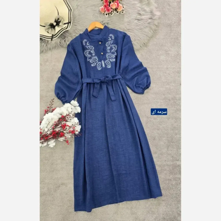 کفتان زنانه گلدوزی شده مدل ترمه جنس شانتون فری سایز مناسب سایز 38 تا 48