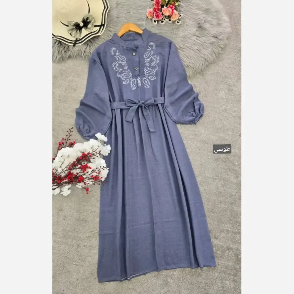 کفتان زنانه گلدوزی شده مدل ترمه جنس شانتون فری سایز مناسب سایز 38 تا 48